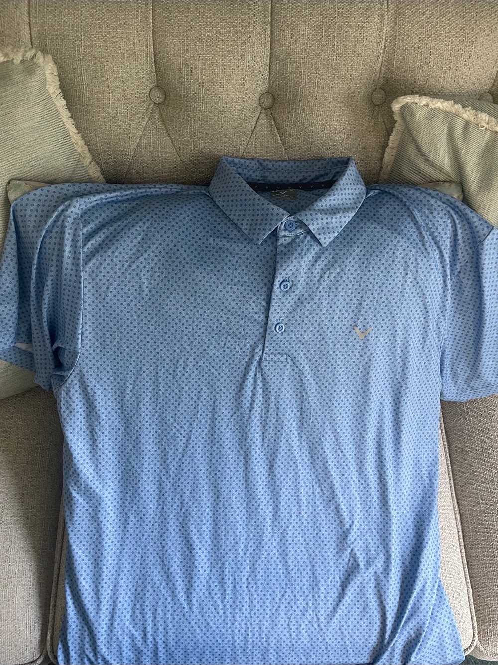 Callaway Light Blue Micro-Pattern Performance Polo